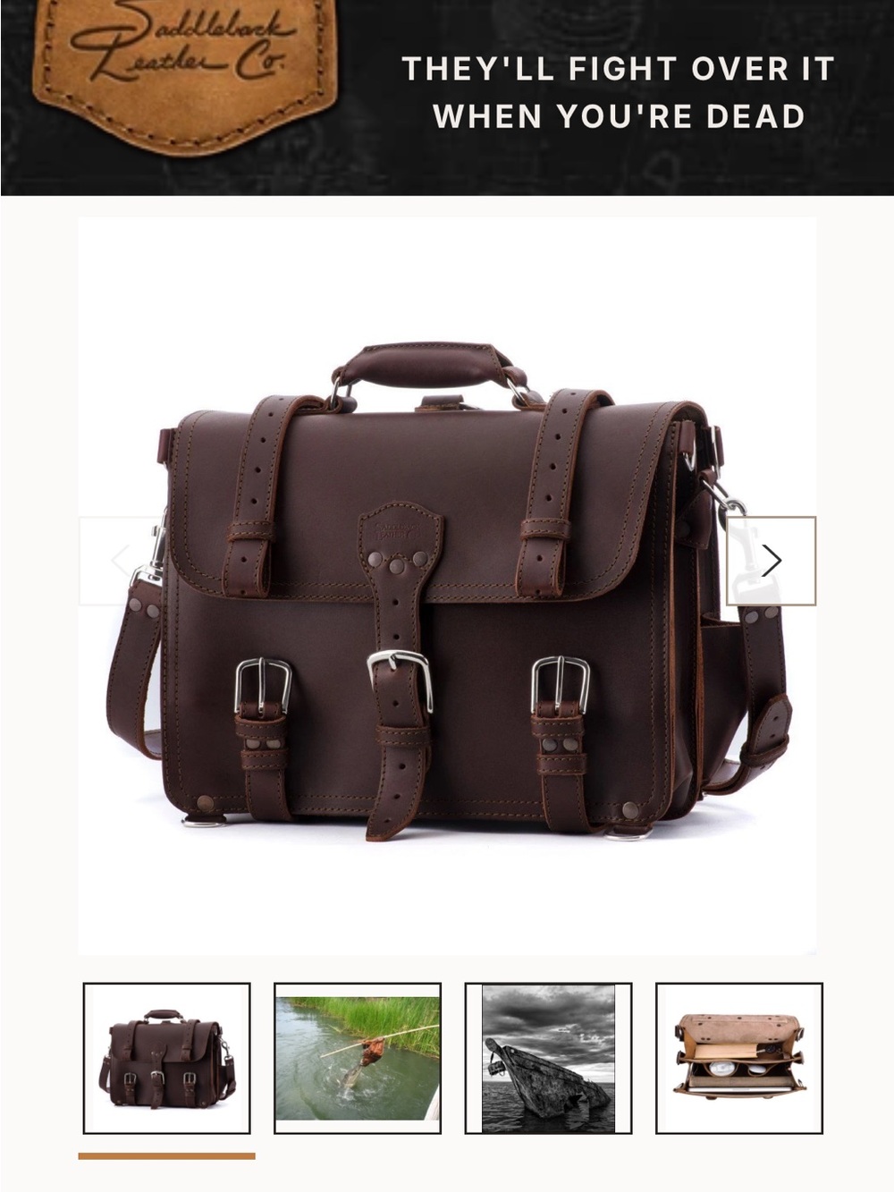 Saddleback Leather Men's Coffee Brown Leather Briefcase